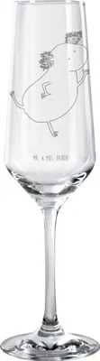 Produktbild von Mr. & Mrs. Panda Glas Axolotl Tanzen - Transparent - Geschenk, Lurch, Freundin, Sterne, Sektglas mit Gravur, Freudig, Sektflöte, Flute, Champagnerglas, gut Gelaunt