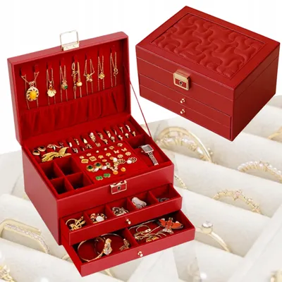 Produktbild von Eleganter Schmuckkasten Organizer mit 3 Ebenen, Groß