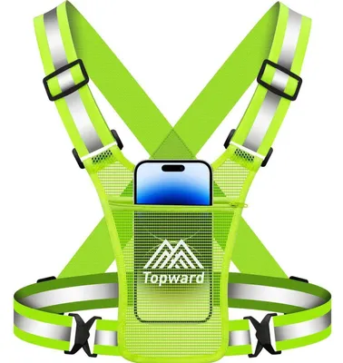 Produktbild von Laufweste mit Handyhalterung, High-Vis reflektierend, für Damen und Herren, Grün