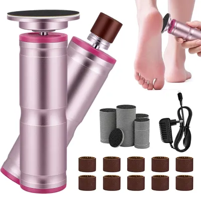 Produktbild von 2-in-1 Elektrischer Hornhautentferner für Füße mit 150 Schleifpapier, aus Aluminium, stufenlose Drehzahlregelung – Professionelles Pediküre Gerät