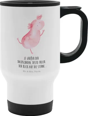 Produktbild von Mr. & Mrs. Panda thermosbecher Axolotl Tanzen - Weiß - Geschenk, Sterne, Molch, Freundin, Thermobecher, gut Gelaunt, Kaffeebecher To Go, Becher, Kaffee-Thermobecher