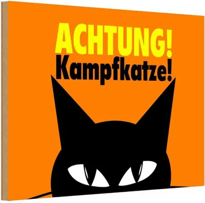 Produktbild von vianmo Holzschild 20x30 cm Achtung Kampfkatze Katze Tier Haustier