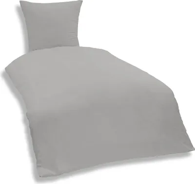 Produktbild von Uni Bettwäsche 135x200 cm silber Einfarbig Renforce Baumwolle Garnitur