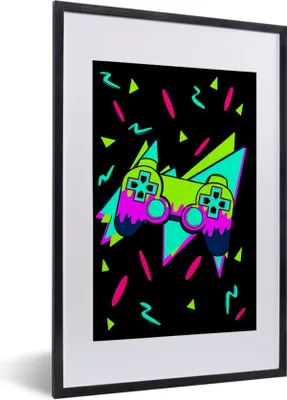 Produktbild von MuchoWow® MuchoWow® Gerahmtes Poster Gaming - Controller - Schwarz 40x60 cm - Poster mit zchwarzem Bilderrahmen - Poster in Rahmen