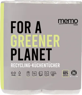 Obrázek produktu pro memo Küchenrolle Recycling Strong & Dry H2171 3lg. 102Bl. 2Rl.