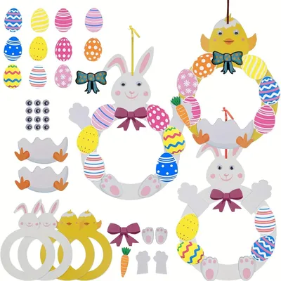 Produktbild von Osterhasen & Hühner Kranz Set - DIY Osterkranz Dekoration Bastelset
