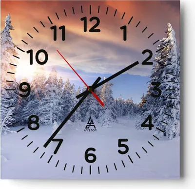 Produktbild von Wanduhr - Quadrat - Glasuhr - Abenteuer alpen winter schnee - 30x30cm - Schleichendes Uhrwerk - Lautlos - zum Aufhängen bereit - Dekoration Modern - Wanddekoration aus Glas - C4AC30x30-2433
