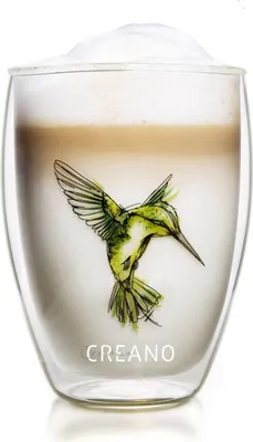 Produktbild von Creano doppelwandiges Tee-Glas, Latte Macchiato, Thermobecher Kolibri | 250ml in exklusiver Geschenkbox, grün