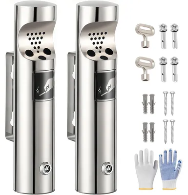 Wandascher Edelstahl 2er-Set mit Schloss, silber