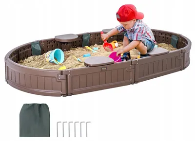 Zdjęcie produktu dla Piaskownica plastikowa zamykana z pokrywą 183x105.5 cm