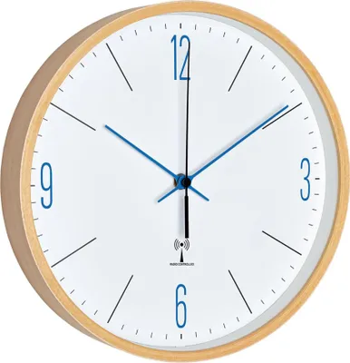 Immagine prodotto di Orologio da parete TFA Dostmann de, legno, bianco/blu, 25,5 x 4,5 x 25,5 cm