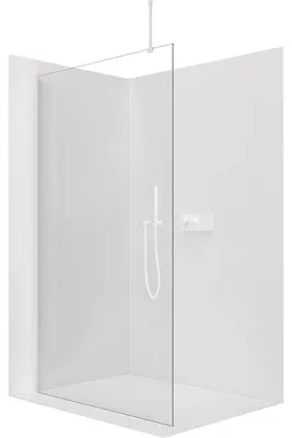Obrázek produktu pro Sprchová zástěna Walk-in Onyx Top Round L/P - 8 mm - kulatá vzpěra - bílá matná, transparentní sklo - 50x200 cm