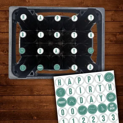 Produktbild von AUFKLEBER SET für Bierkasten - Happy Birthday - 18. - 100. Geburtstag Geschenk Schnappszahl