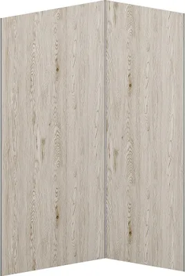 Produktbild von 2er-Set Aluminium-Duschwandpaneele in heller Holzoptik mit Profilen - B 90 x B 120 x H 210 cm - ENEKO
