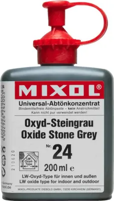 A bottle of Mixol Oxyd-Steingrau color concentrate.