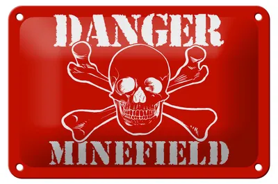 Produktbild von Blechschild Hinweis 18x12cm Danger Minefield Schädel