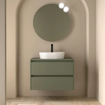 Produktbild von Badezimmermöbel BALTIC 800 2 Schubladen GREEN SATIN + Waschtisch-Platte