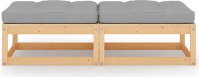 Produktbild von vidaXL Garten-Fußhocker mit Kissen 2 Stk. Massivholz Kiefer