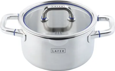 Produktbild von ELO Fleischtopf Ø 20 cm LAFER, Kochtopf aus 18/10 Edelstahl mit Glasdeckel und Abgießrand, Kochgeschirr für Glaskeramik-, Gas-, Elektro-, Induktionsherde - spülmaschinengeeignet, Farbe: Silber