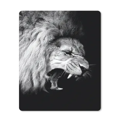 Produktbild von MuchoWow® Mauspad Mousepad Löwe - Porträt - Schwarz - Weiß - Tiere 19x23 cm - Mousepads - Maus Mat - Pad - Mausunterlage - Mauspads - Spielen