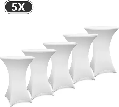 Immagine prodotto di SWANEW 5x copritavolo da bar Stretch Elastique Bianco Copertura elastica premium per tavoli da bistrot/bar standard copritavolo estensibile Ø 60-65 cm
