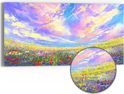 Produktbild von DEQORI Hybrid Leinwand Bild 60x30 cm 'Himmelsfarbenspiel' Wandbild Glas flach modern