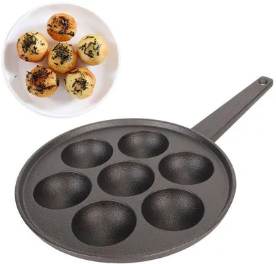 Produktbild von Famanu Takoyaki-Pfanne - Gusseisen, 7 Vertiefungen, für Gas- und Induktionskochfelder