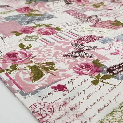 Produktbild von Tischwäsche Serie Vintage Rose - Alloverdruck Tischdecke Tischläufer Platzdeckchen im Vintage-Look, Form:Tischläufer 40 x 140 cm