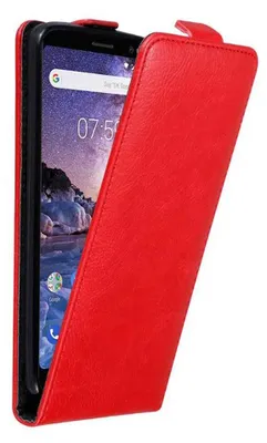 Produktbild von Cadorabo Hülle für Nokia 7 PLUS Schutz Hülle in Rot Flip Etui Handyhülle Case Cover