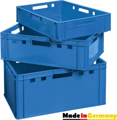 Produktbild von Set Fleischkiste E1 E2 E3 Fleischkisten Blau Kisten Eurobox Lebensmittelecht Metzgerkiste Box Aufbewahrungsbox Kunststoff Wanne Plastik Stapelbar  Kingpower