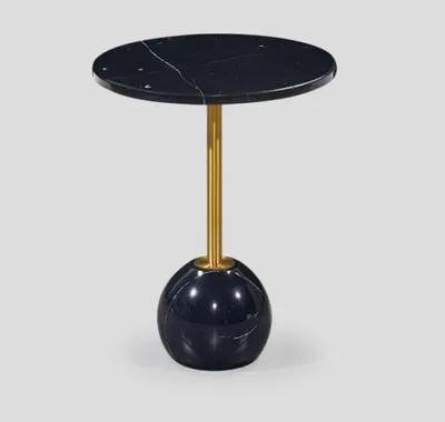 Image de Table d'appoint noire et dorée Tables basses modernes en marbre pour salon