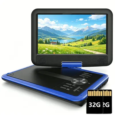 Obrázek produktu pro 11,5" přenosný DVD přehrávač pro děti do auta s 9,5" HD otočným displejem, stereofonními reproduktory, 5hodinovou výdrží baterie, synchronizací s TV/USB/kartami TF, modrý, 64 GB