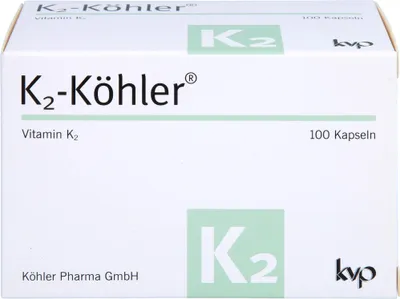 Immagine prodotto di Le capsule di K2-Köhler contribuiscono al mantenimento di ossa normali e alla normale coagulazione del sangue, 100 capsule