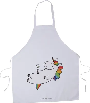 Produktbild von Mr. & Mrs. Panda Kochschürze Einhorn Cocktail - Weiß - Geschenk, Unicorn, Latzschürze, Einhörner, Schürze, Spruch, Grillmeister, Grillschürze, Party, Caipirinha