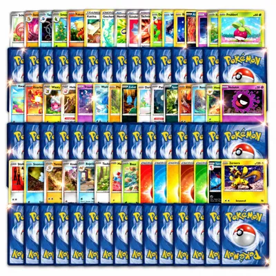 Pokémon-Sammelkarten-Set mit verschiedenen deutschen Pokémon-, Trainer- und Energiekarten sowie orig