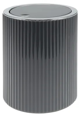 Produktbild von bremermann Mini-Kosmetikeimer GAVELLO mit Schwingdeckel | Badeimer mit Rillendekor, Kunststoff 1,5 Liter grau, rund