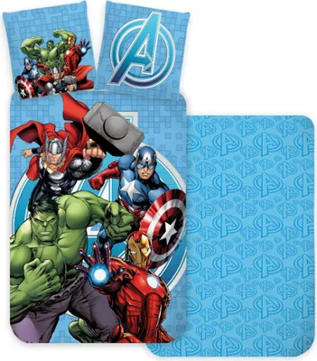 Produktbild von Avengers Blaues Kinderbettwäscheset 100×135 cm, 40×60 cm