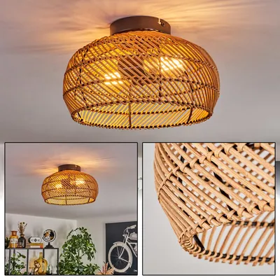Produktbild von Decollatura moderne Deckenlampe aus Metall/Bambus/Holz in Schwarz/Natur
