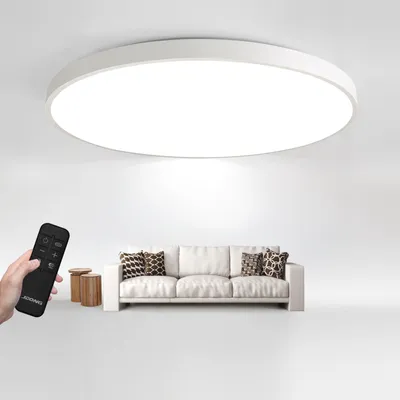 Produktbild von 80W Led Deckenleuchte Ø 70*5CM Dimmbar mit Fernbedienung 3000K-6000K Wohnzimmerlampe Flach Rund Deckenlampe moderne Leuchte für Schlafzimmer Büro