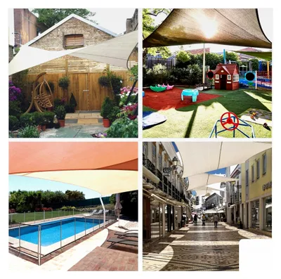 Produktbild von Sonnensegel, Sonnenschutz für Terrasse und Pool, wasserabweisend, UV-Schutz, 3 Edelstahl-O-Ringe, 3,6 x 3,6 x 3,6 m, 160 g/m², Polyester, dreieckig, himmelblau