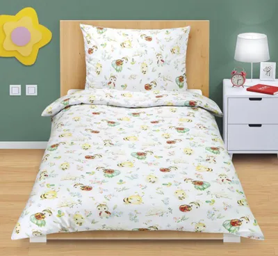 Obrázek produktu pro Bavlněné povlečení dětské junior - Zelená,červená,bílá - 140x200, 70x90