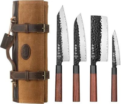 Imagen del producto de Conjunto de cuchillos de cocina profesionales, incluye estuche para cuchillos y funda enrollable