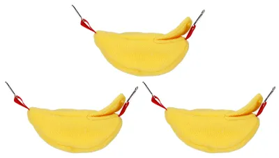 Zdjęcie produktu dla 3 zestawy hamaków dla chomików w kształcie banana – wiszące, ciepłe domki na zimę – akcesoria dla małych zwierząt – kolor żółty