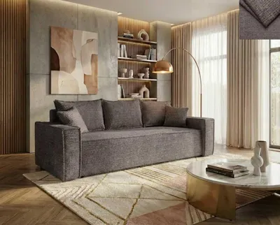 Produktbild von Schlafsofa Bono  Nordelo  mit Schlaffunktion D-L und Bettkasten, Stoff ASTRA Chenille - 5 Dunkelbraun, 260 cm