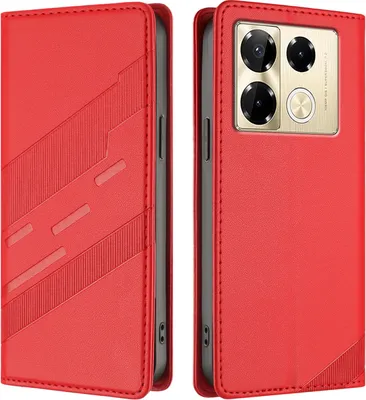 Obrázek produktu pro Pouzdro pro Infinix Note 40 Pro 4G/Note 40 Pro 5G/Note 40 Pro+ 5G,Polyuretankožené peněženkové pouzdro s přihrádkou na karty a funkcí stojánku Rot