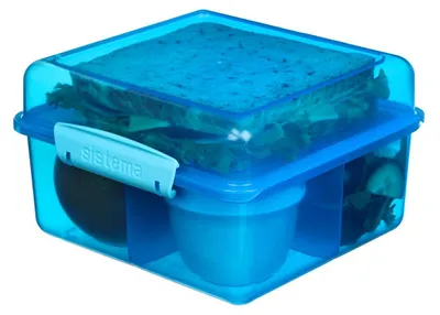 Produktbild von Sistema® Lunch™ Dreikammer-Joghurtbox mit Doppeldeckel 2 l, farblich gemischt