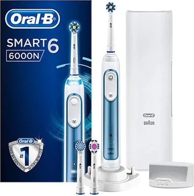 Obrázok produktu pre Elektrická zubná kefka Oral-B - Smart 6 6000N, 3 hlavice, biela/modrá