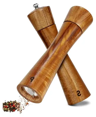 Produktbild von Set aus 2 Gewürzmühlen aus Akazienholz, 20,3 cm große Pfeffermühle mit Keramikmahlwerk