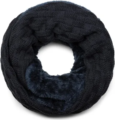 Produktbild von styleBREAKER warmer Feinstrick Loop Schal mit Flecht Muster und sehr weichem Fleece Innenfutter, Schlauchschal, Uni 01018150