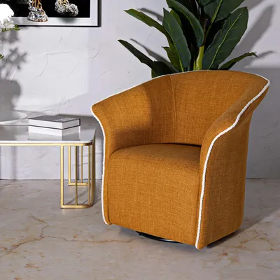 Immagine prodotto di Toamas - Poltrona, 84x66x80h cm Giallo Senape, Base Girevole